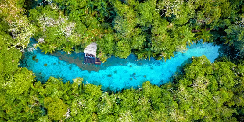 Flutuação Nascente Azul Bonito Ms Acqua Viagens Imagem Aérea